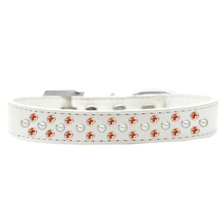 UNCONDITIONAL LOVE Sprinkles Pearl & Orange Crystals Dog CollarWhite Size 16 UN797407